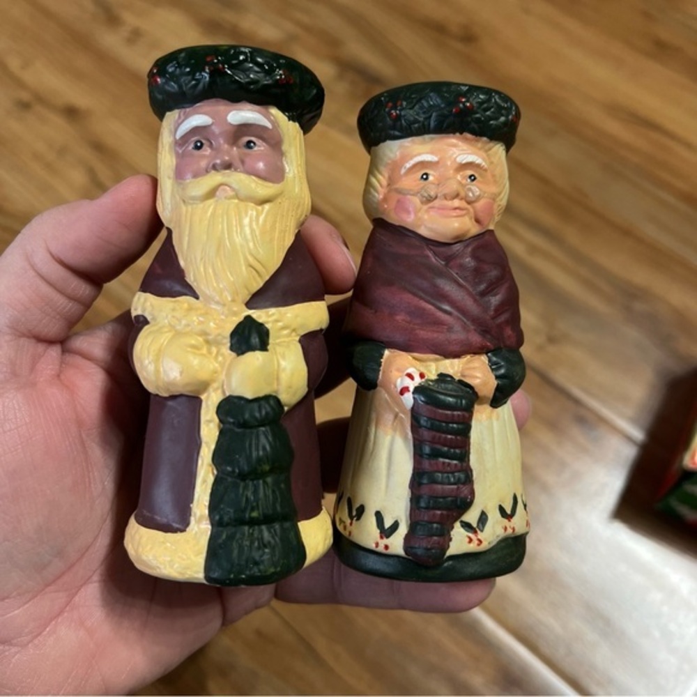 Vintage Christmas Candle Holders‎ Santa Mrs Claus Holiday Traditional Ceramic